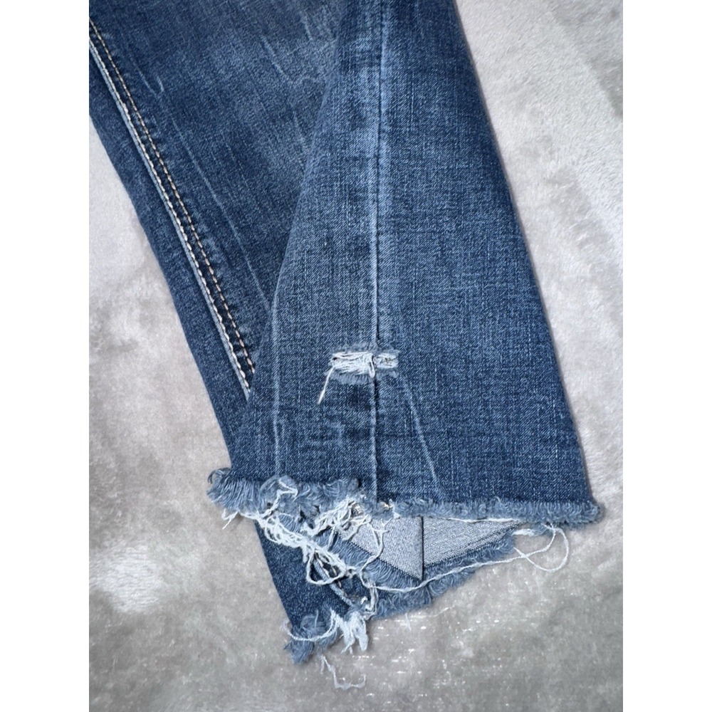 Rhythm‎ In Blues Cutoff Capri Jeans Sz 10 Mid Rise Stretch Med Wash Thick Stitch - Picture 5 of 16